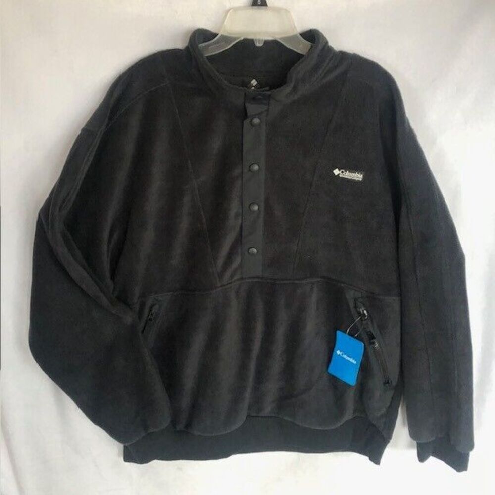 NWT Columbia Wintertrainer Fleece Pullover, Men's Dark Gray, Snap, Zip Pockets